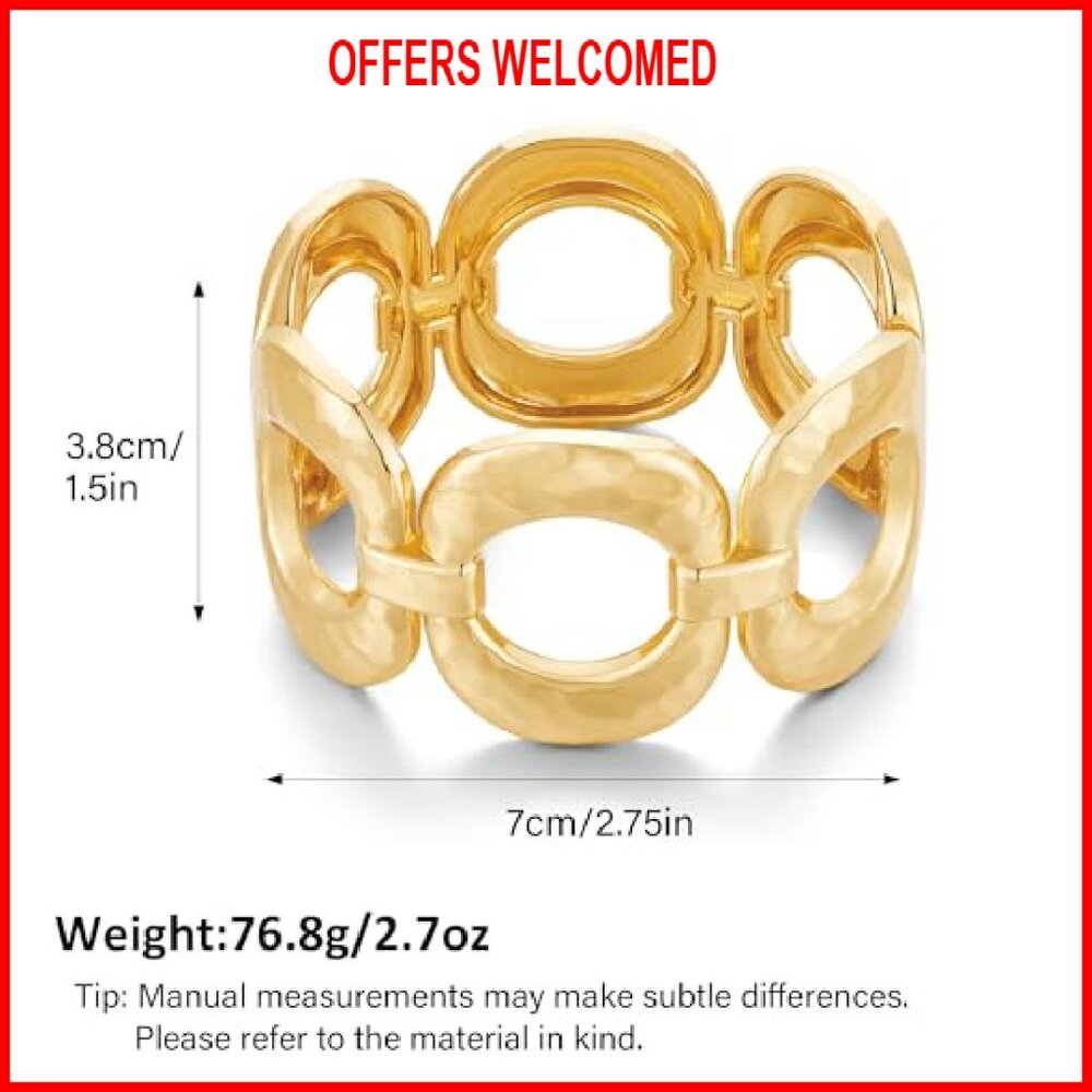 Chunky Gold Bangle Bracelet Statement Jewelry Bra… - image 5